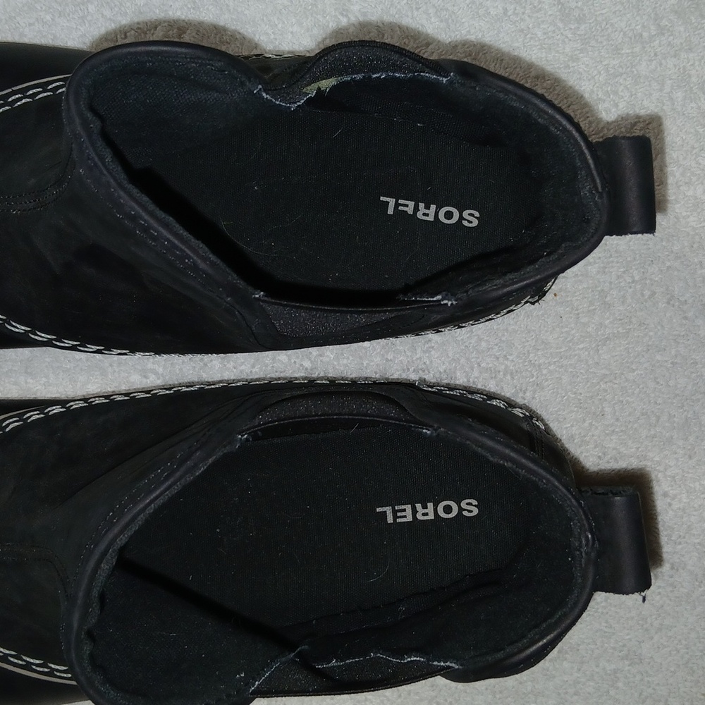 Sorel Out N About Leather Waterproof Black Duck Bootie Chelsea Rain Boots Size 9 - Picture 8 of 9